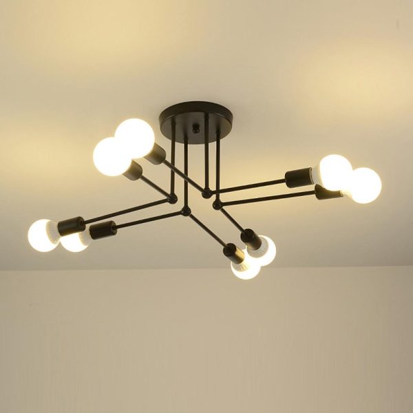 8 Light Modern Linear Gold Flush Mount Light Metal LED Ceiling Light - Image 4