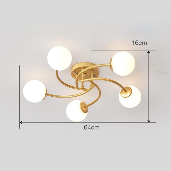 5-light Glass Globe Design Swirled Metal LED Modern Ceiling Lights - Image 18