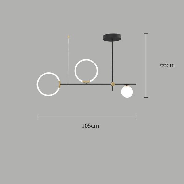 Circles LED Black Modern Chandeliers Island Lights Hanging Lamp Pendant Light - Image 5
