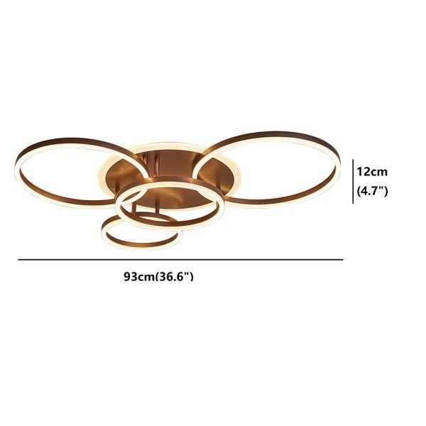 4 Circle Dimmable with Remote LED Modern Flush Mount Ceiling Light Fixtures - Image 4