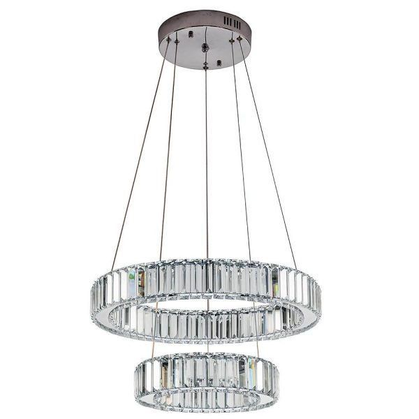 2-ring Regular Shape Steel Crystal LED Chandelier - Image 4