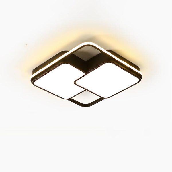 3 Square Dimmable LED Black Modern Ceiling Light Flush Mount Lighting - Image 5