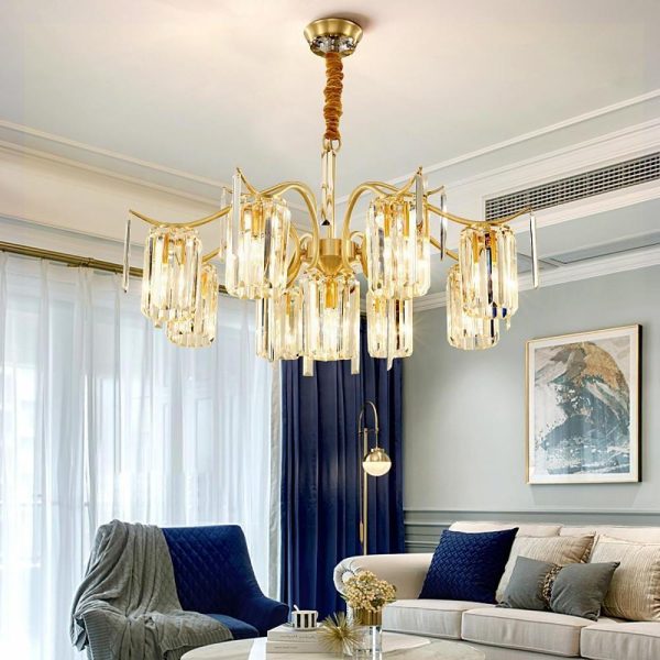 Classical 11-lights LED Copper Glass Crystal Modern Chandeliers - Image 4
