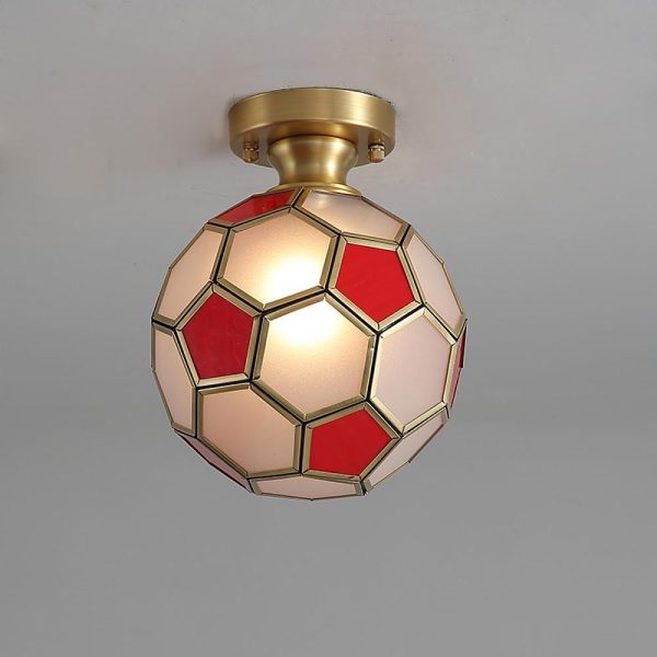 Football Electroplated Copper Glass LED Modern Ceiling Lights Flush Mount Lighting - Image 5