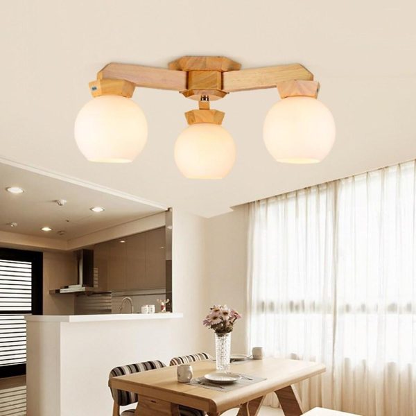Nordic Style Modern Wood Chandelier LED Globe Chandelier - Image 5