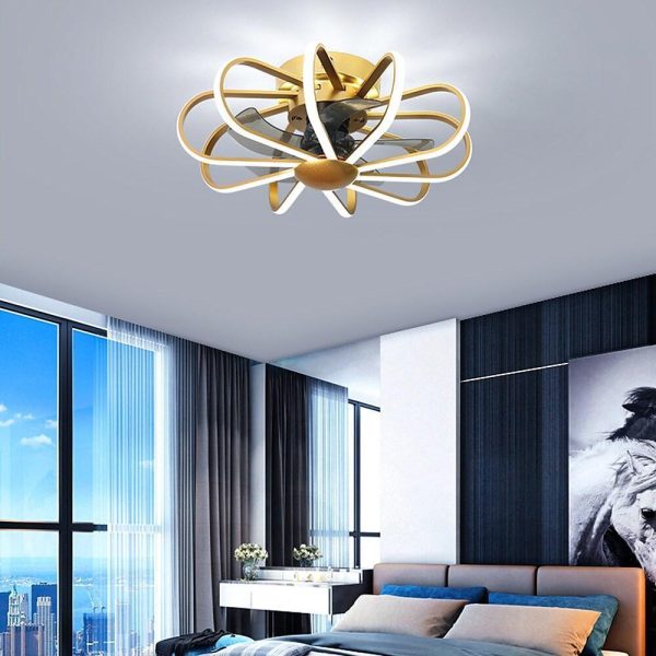 5 Blade Modern Ceiling Fans With Surrounding Exterior LED Lights - Image 6