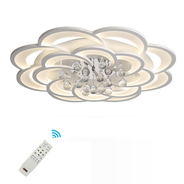 Modern Floral Acrylic LED Flush Mount Ceiling Light with Elegant Crystal Teardrops - Image 9