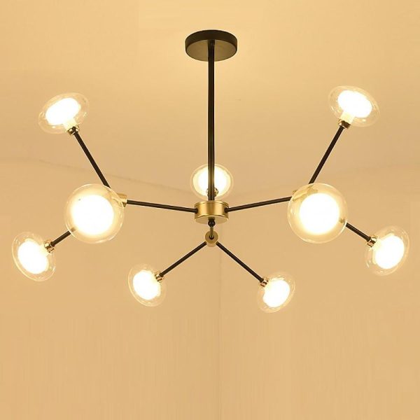 9-light Glass LED Nordic Sputnik Chandeliers Hanging Ceiling Lights - Image 6
