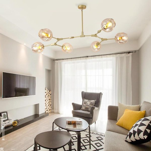 Nordic Contemporary Sputnik Chandelier for Living Room Blown Glass Chandeliers 6 Bulbs - Image 4