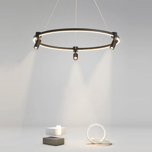 Heads Spotlight Circle Linear LED Chandelier Ceiling Lights with Remote Control - Image 2