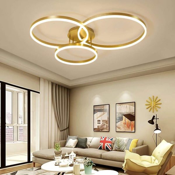 Modern 3 Circle Gold Flush Mount Light Ceiling Light 3 Lights - Image 2