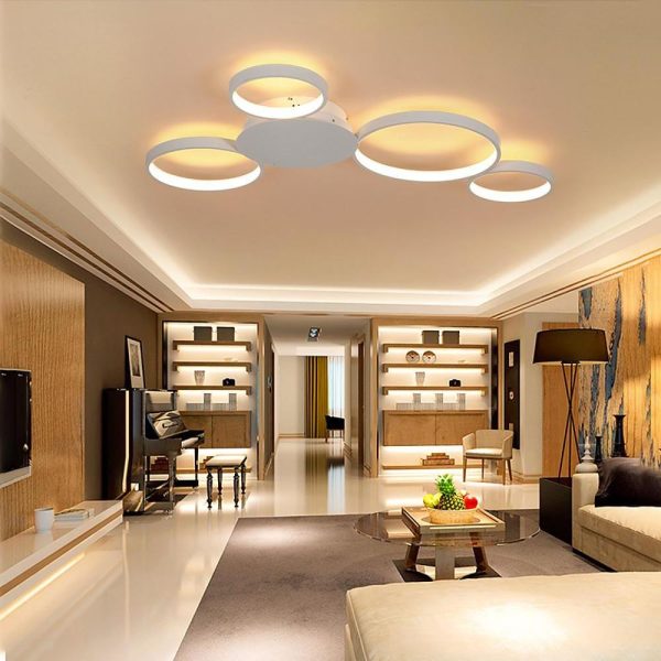 4 Circle Modern Silica Gel LED Flush Mount Ceiling Light for Living Room - Image 2