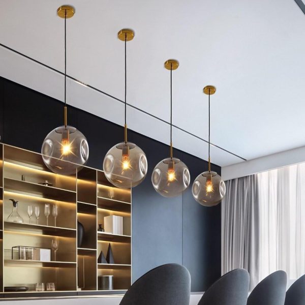 Industrial Globe Pendant Light Nordic Metal Glass LED Ceiling Light - Image 2