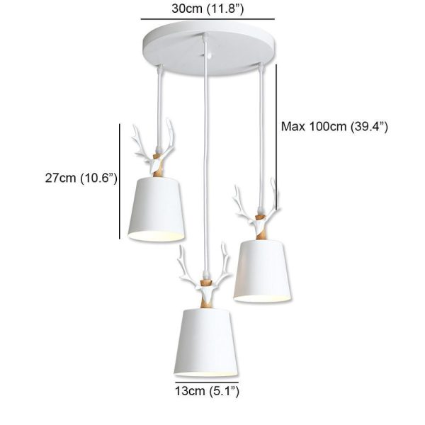 3-light Antler Design LED Classic Chandelier Pendant Light Hanging Lamp - Image 7