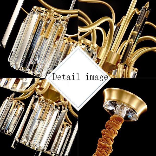 Classical 11-lights LED Copper Glass Crystal Modern Chandeliers - Image 12