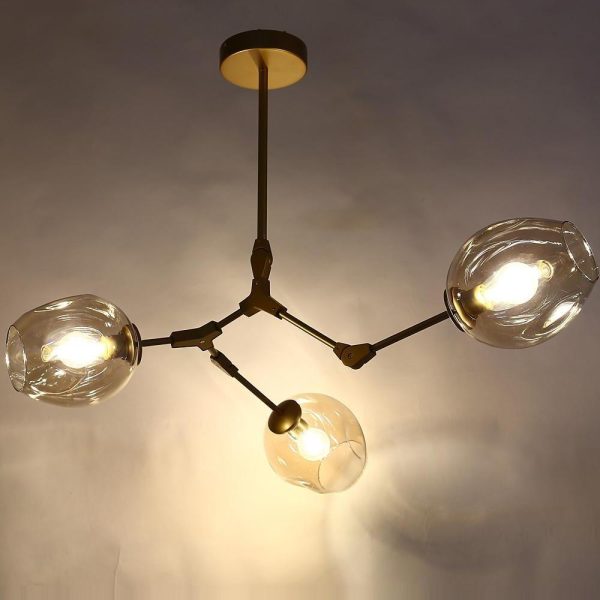 3 Bulbs Geometrical LED Modern Glass Sputnik Chandelier Pendant Light - Image 2