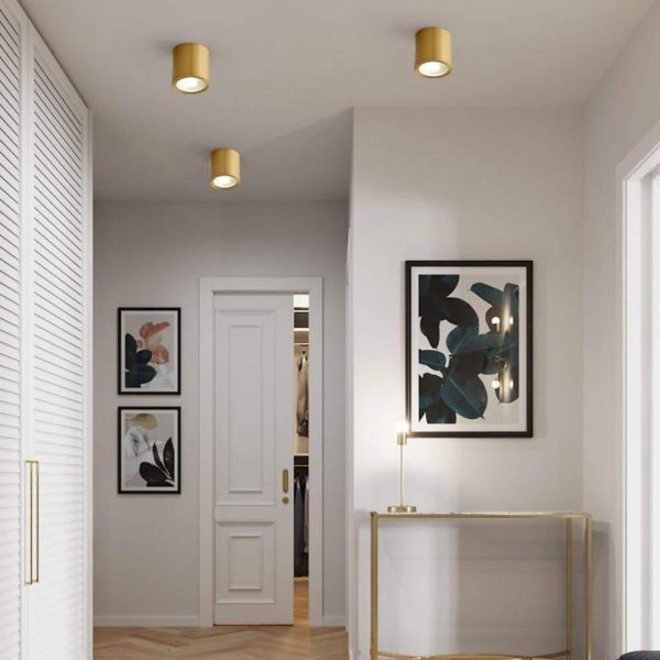 Cylindrical Copper Brass LED Modern Ceiling Light Flush Mount Lighting - Image 3
