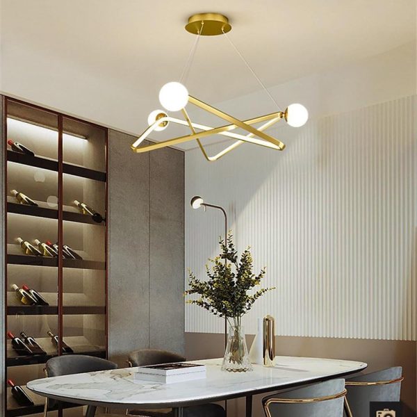 Geometric Design LED Modern Chandeliers Glass Pendant Lights Hanging Lamp - Image 4