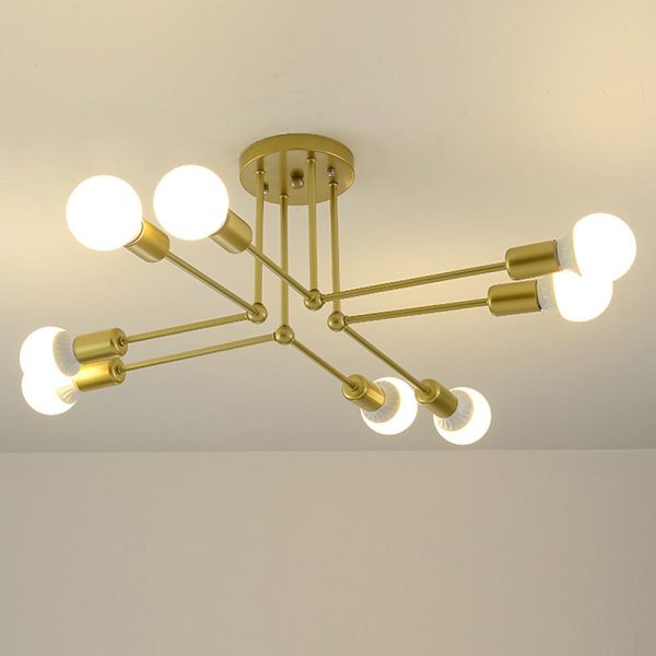 8 Light Modern Linear Gold Flush Mount Light Metal LED Ceiling Light - Image 5