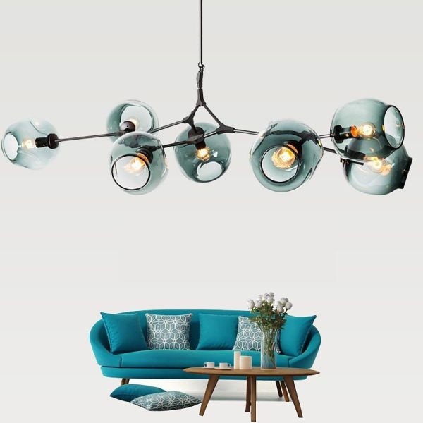 Globe Sputnik Industrial Glass Chandelier Modern Lighting with Customizable Color Shades - Image 5