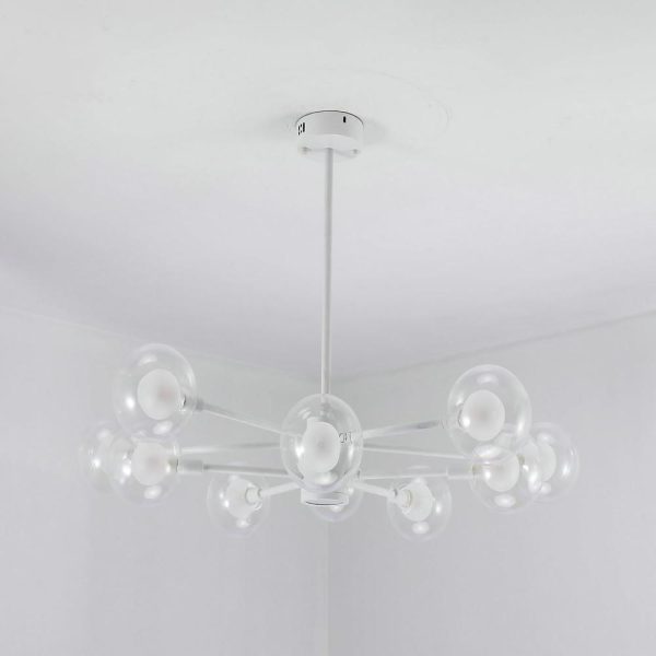 10-light Glass LED White Contemporary Chandeliers Hanging Lamp Pendant Light - Image 6