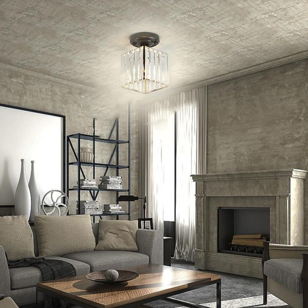 Modern Crystal Metal Industrial LED Flush Mount Ceiling Light for Hallway Entryway - Image 3