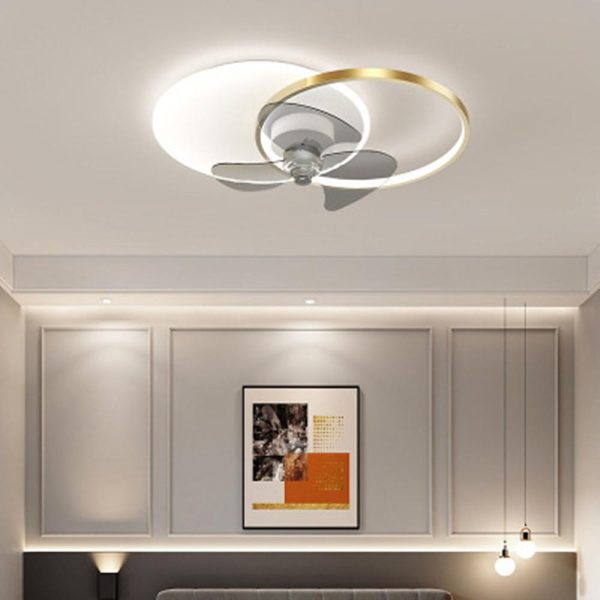 24'' LED Circle Flush Mount Ceiling Fan Bedroom Ceiling Fan Lights Dimmable with Remote Control - Image 3