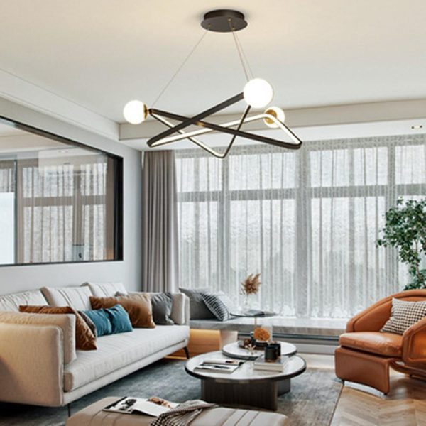 Geometric Design LED Modern Chandeliers Glass Pendant Lights Hanging Lamp - Image 3