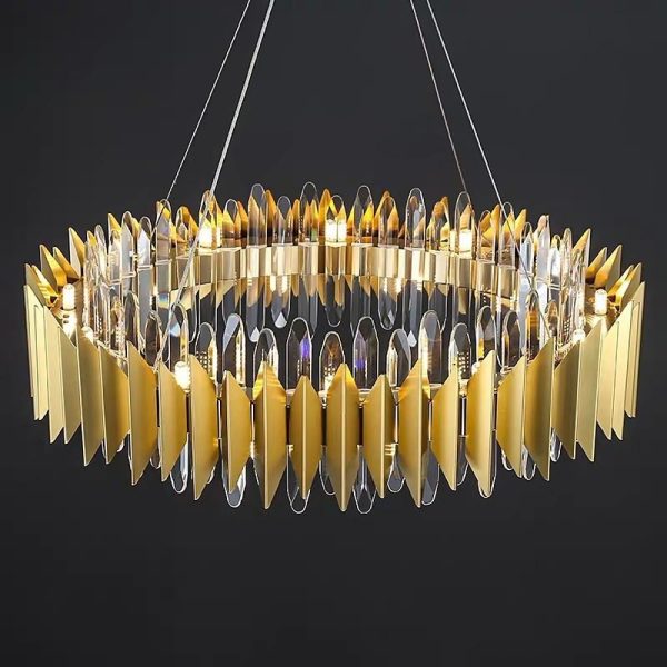 Modern Round Crystal Chandelier Stainless Steel Single Ceiling Light - Image 17