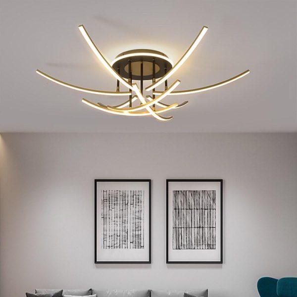 Curved Linear Dimmable LED Artistic Nordic Ceiling Lights Flush Mount Lighting - Image 7