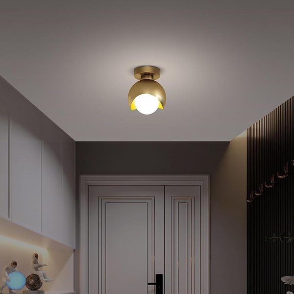6'' LED 1-Light Globe Small Flush Mount Light Nordic Copper Ceiling Light - Image 4