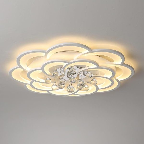 Modern Floral Acrylic LED Flush Mount Ceiling Light with Elegant Crystal Teardrops - Image 5