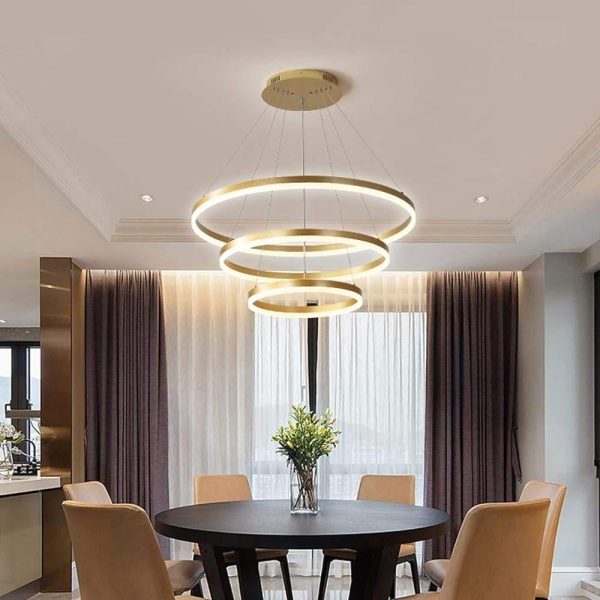 3 Circle Graduated Bedroom Pendant Lights Remote Control Pendant Lighting - Image 3
