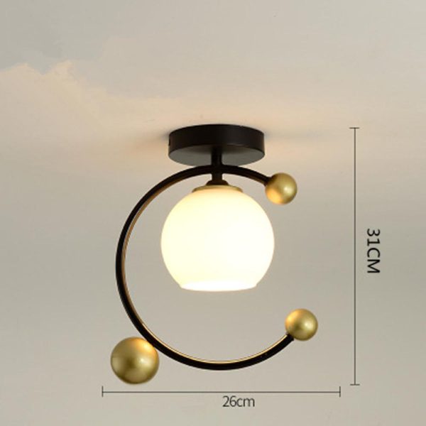 Artistic Metal Glass Flush Mount Light over Kitchen Sink Globe Circle LED Ceiling Lights - Image 5
