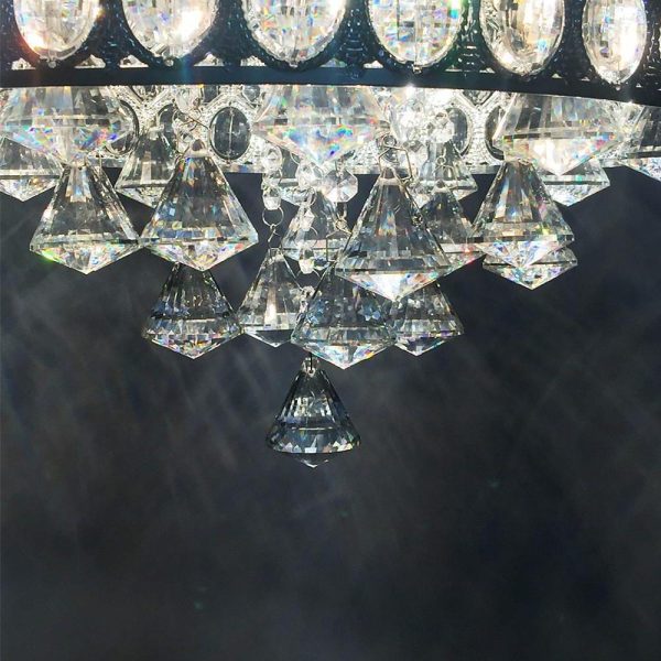 4-Light Drum Shaped Crystal Metal Modern Flush Mount Lighting Chandelier - Image 11