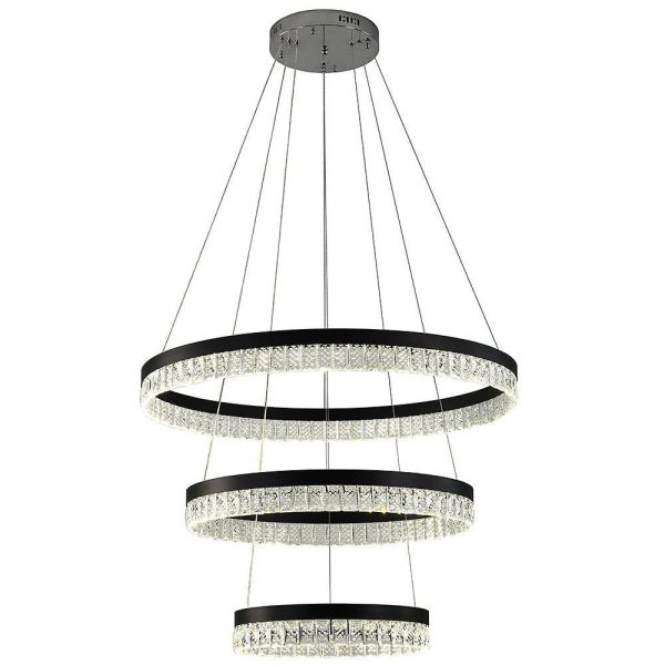 3 Tiered Circles LED Crystal Modern Chandeliers Pendant Light Hanging Lamp - Image 8