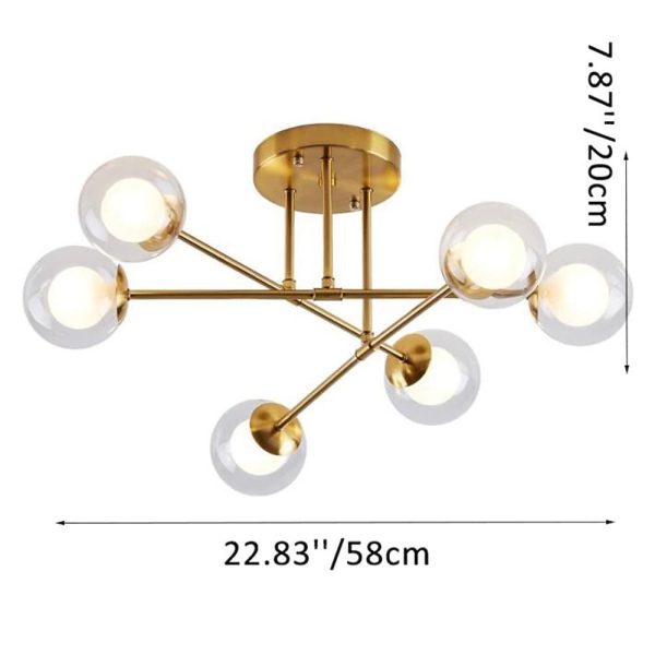 6-light Glass Globe LED Modern Pendant Light Hanging Lamp Island Lights - Image 5