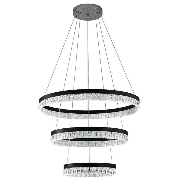 3 Tiered Circles LED Crystal Modern Chandeliers Pendant Light Hanging Lamp - Image 7