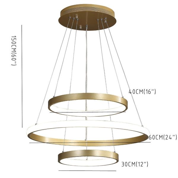 Circles Dimmable LED Adjustable Gold Contemporary Chandeliers Island Lights - Image 9