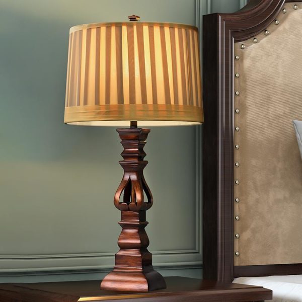 Stripe Drum Shade Antique Rustic Style Tower Table Lamp - Image 3