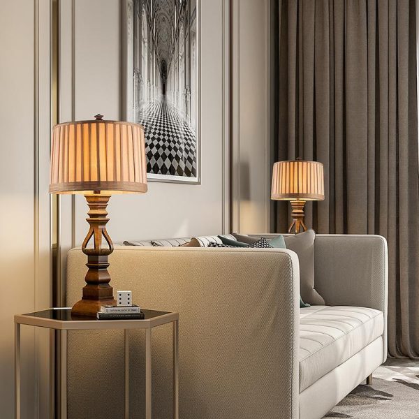 Stripe Drum Shade Antique Rustic Style Tower Table Lamp - Image 5