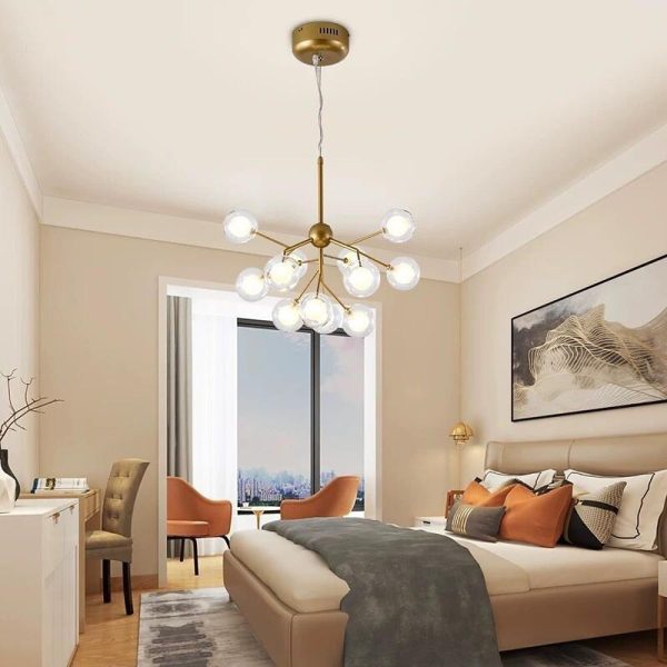 Sputnik Cluster Chandelier Light Metal Glass LED Chandelier 12 Bulbs - Image 3