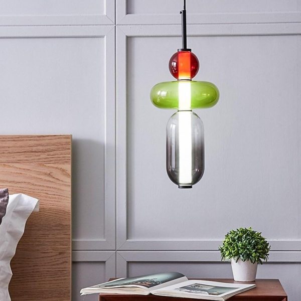 Multiple Shapes Colored Glass Pendant Light Metal Pendant Lighting - Image 3