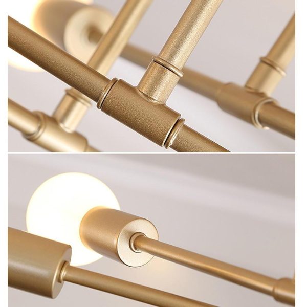 6-Light Globes LED Linear Sputnik Chandelier Modern Semi-Flush Mount Ceiling Light - Image 7