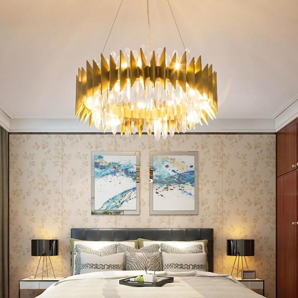Modern Round Crystal Chandelier Stainless Steel Single Ceiling Light - Image 14
