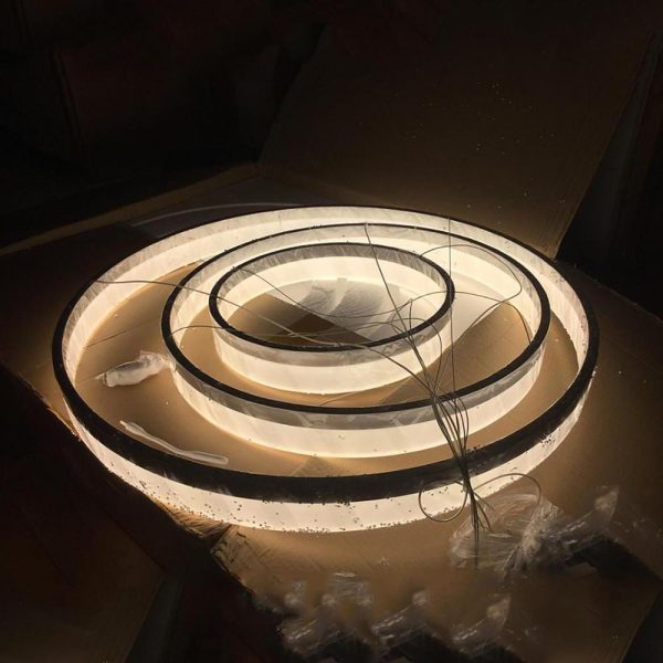 Adjustable Gradated 3 Rings Dimmable LED Modern Chandeliers Pendant Lighting - Image 12