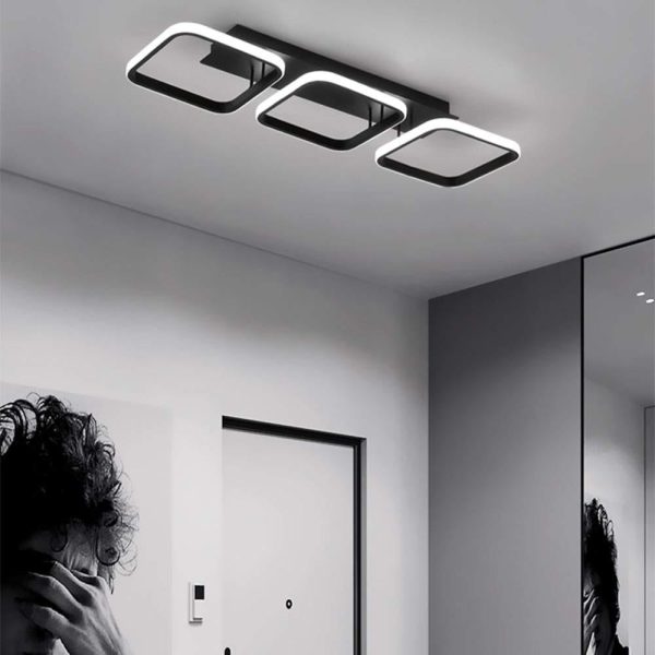 3 Square LED Black Modern Ceiling Lights Hanging Light Chandelier Ceiling Lamp - Image 4