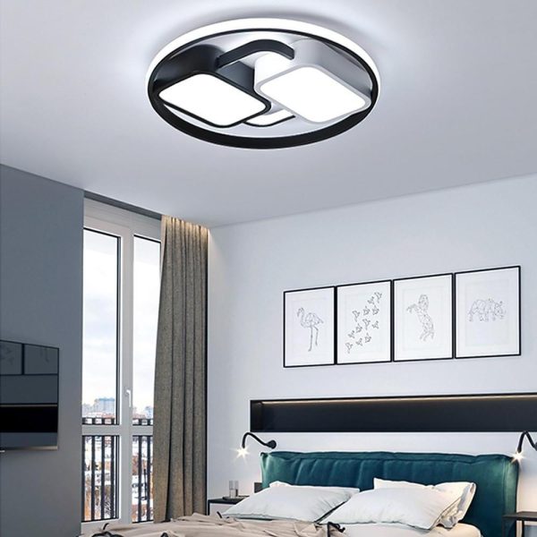 Circles Rectangles Dimmable LED Modern Ceiling Light Flush Mount Lighting - Image 3