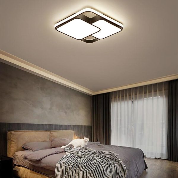 3 Square Dimmable LED Black Modern Ceiling Light Flush Mount Lighting - Image 2