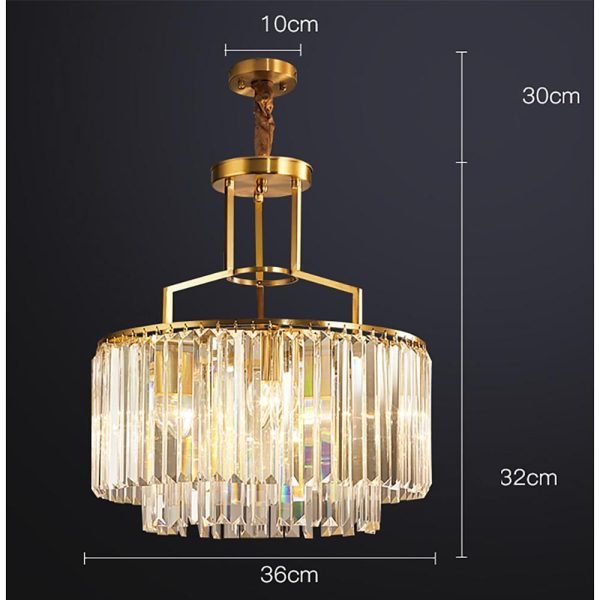 Round Crystal Copper LED Nordic Chandeliers Island Lights Pendant Light - Image 6